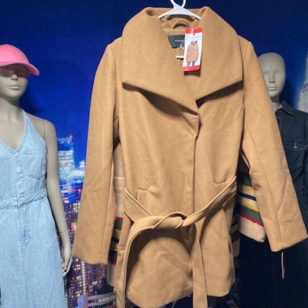 Tahari Jackets & Coats | Tahari Womens' Wrap Coat Faux Wool | Color: Brown/Tan